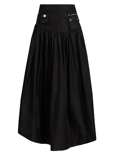 Duchesse Nylon Pocket Midi-Skirt