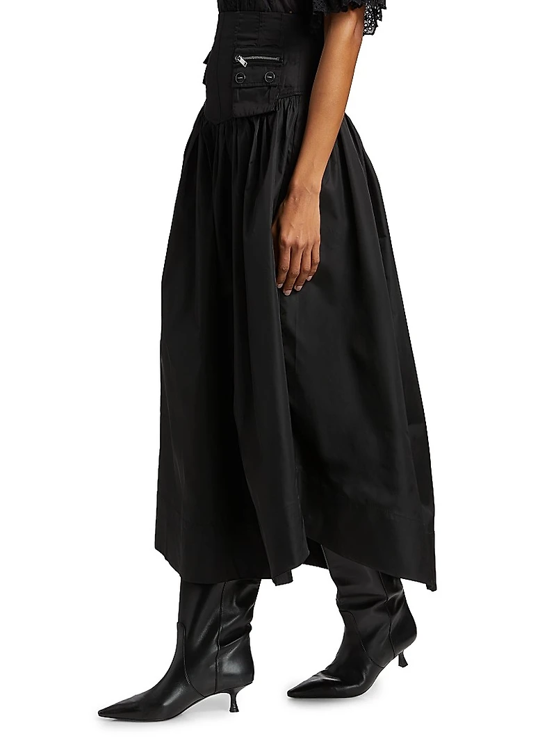 Duchesse Nylon Pocket Midi-Skirt