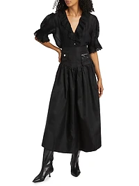 Duchesse Nylon Pocket Midi-Skirt