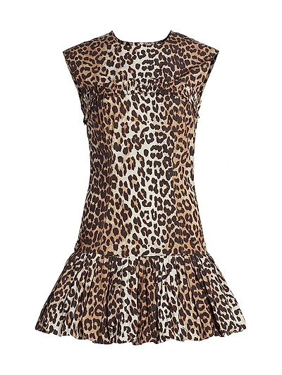 Leopard-Print Cotton Corset Minidress
