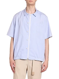 Striped Cotton Poplin Zip-Front Shirt