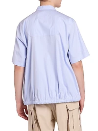 Striped Cotton Poplin Zip-Front Shirt