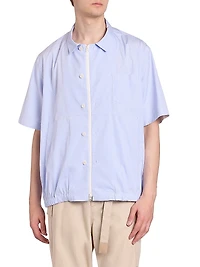 Striped Cotton Poplin Zip-Front Shirt