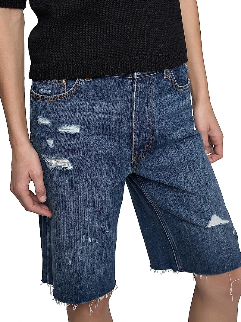 Kendall Boyfriend Distressed Denim Shorts