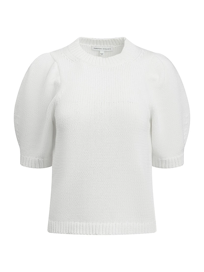 Celeste Cotton-Blend Puff Sleeve Sweater