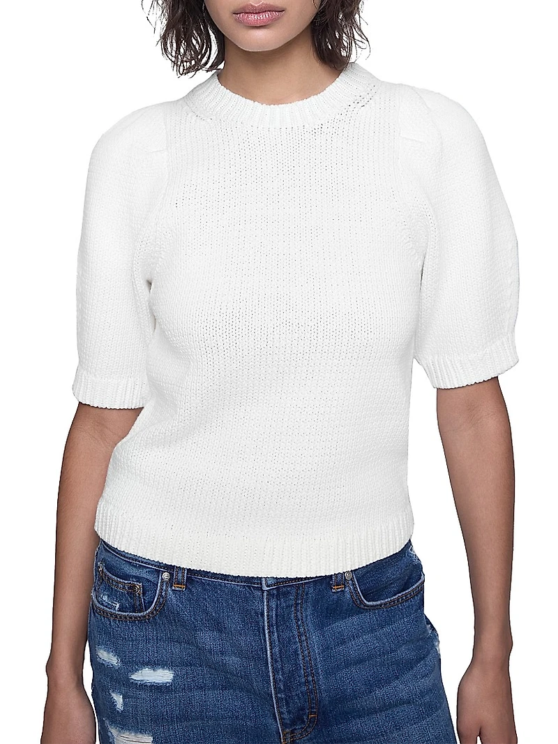Celeste Cotton-Blend Puff Sleeve Sweater