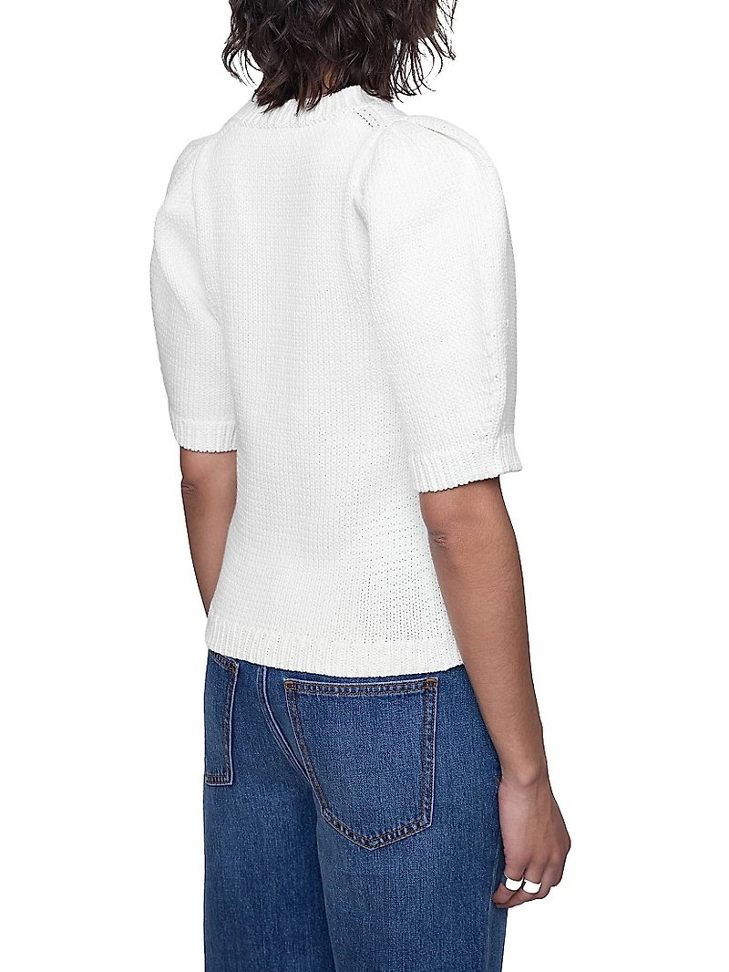 Celeste Cotton-Blend Puff Sleeve Sweater