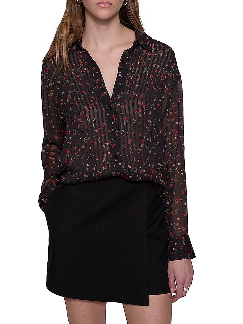 Liz Floral Pintuck Shirt