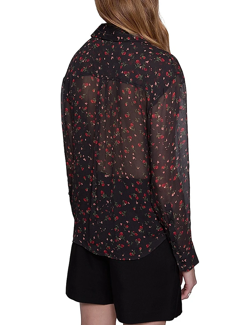Liz Floral Pintuck Shirt