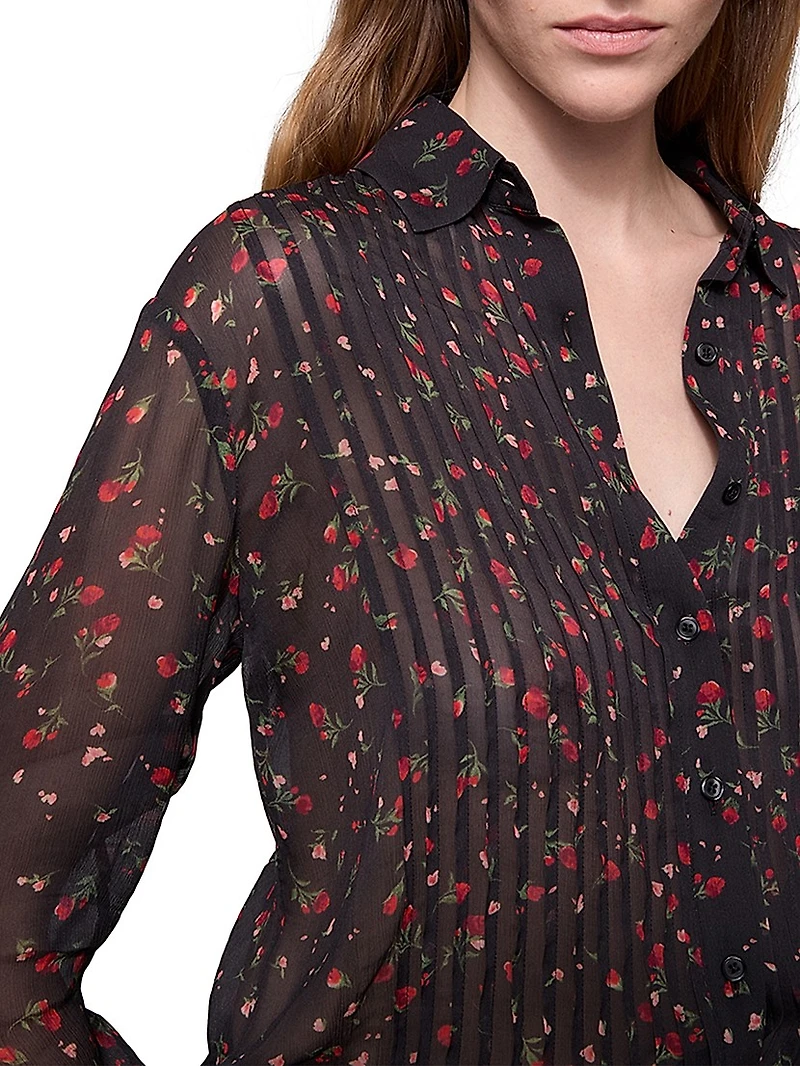 Liz Floral Pintuck Shirt