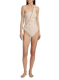 Capri Maillot Ruffle One-Shoulder One-Piece Swimsuit