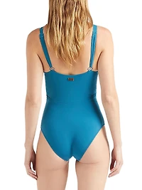 Stretch-Jersey Plunging V-Neck One-Piece Swimsuit