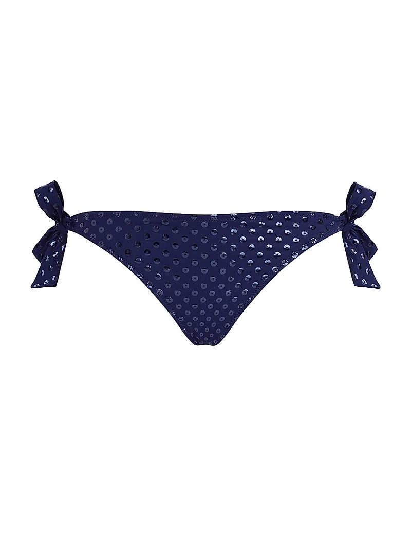 Flamme Relief Glitter Stretch Jersey Side-Tie Bikini Bottom