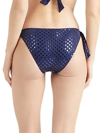 Flamme Relief Glitter Stretch Jersey Side-Tie Bikini Bottom
