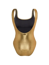 Metallic Jersey Scoopback One-Piece Swimsuit