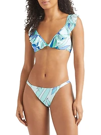 Abstract-Print Ruffled Underwire Bikini Top