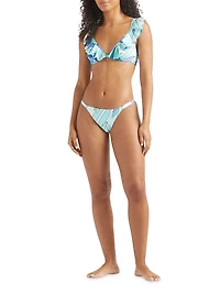 Abstract-Print Ruffled Underwire Bikini Top