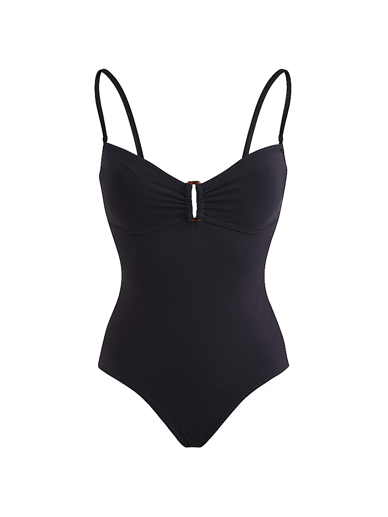 Stretch Jersey Sweetheart Keyhole One-Piece Swimsuit