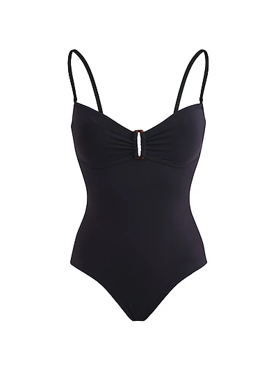 Stretch Jersey Sweetheart Keyhole One-Piece Swimsuit