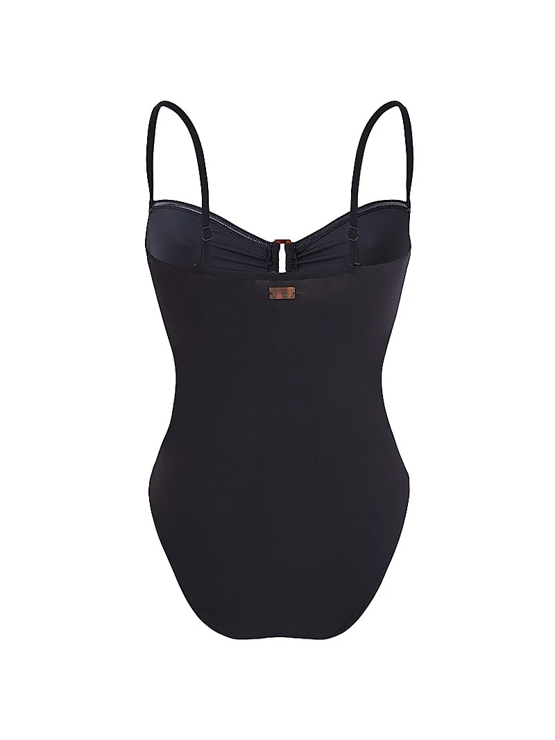 Stretch Jersey Sweetheart Keyhole One-Piece Swimsuit