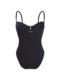 Stretch Jersey Sweetheart Keyhole One-Piece Swimsuit