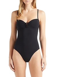 Stretch Jersey Sweetheart Keyhole One-Piece Swimsuit