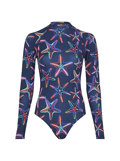 Disco Stars Mock Turtleneck One-Piece Rashguard