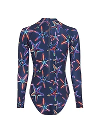 Disco Stars Mock Turtleneck One-Piece Rashguard