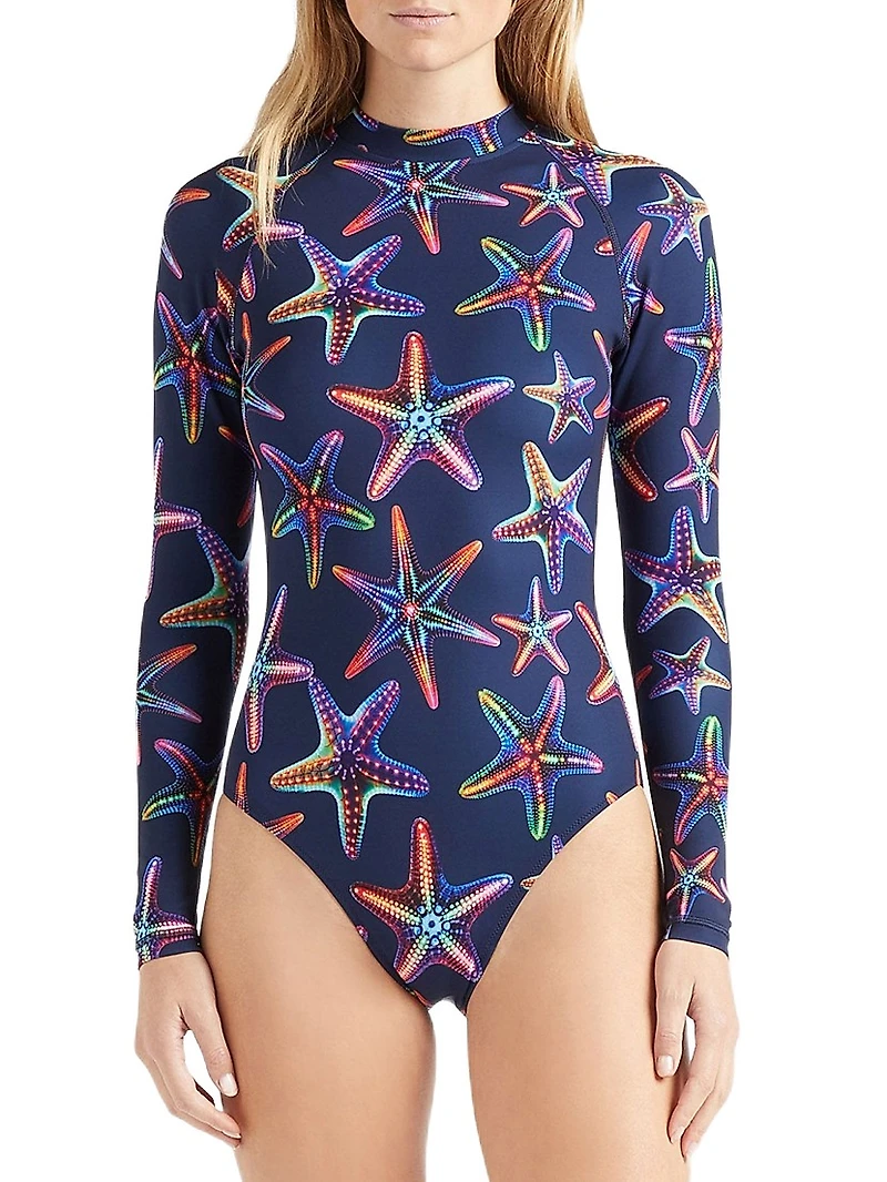 Disco Stars Mock Turtleneck One-Piece Rashguard