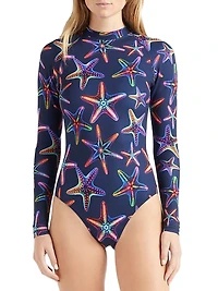 Disco Stars Mock Turtleneck One-Piece Rashguard