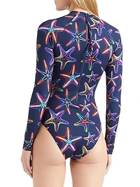 Disco Stars Mock Turtleneck One-Piece Rashguard