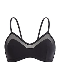 Stretch Jersey Sheer-Trim Full Coverage Bikini Top