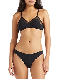 Stretch Jersey Sheer-Trim Full Coverage Bikini Top
