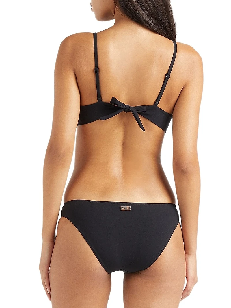Stretch Jersey Sheer-Trim Full Coverage Bikini Top