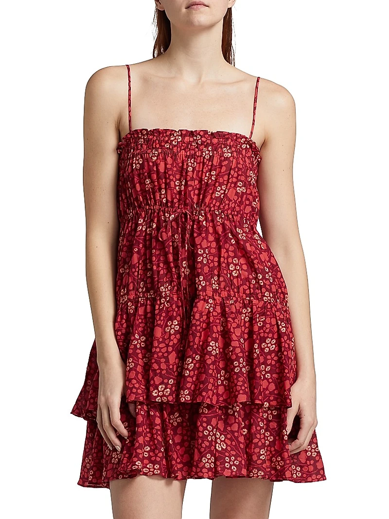 Kalila Abstract Drawstring Empire Waist Cover-Up