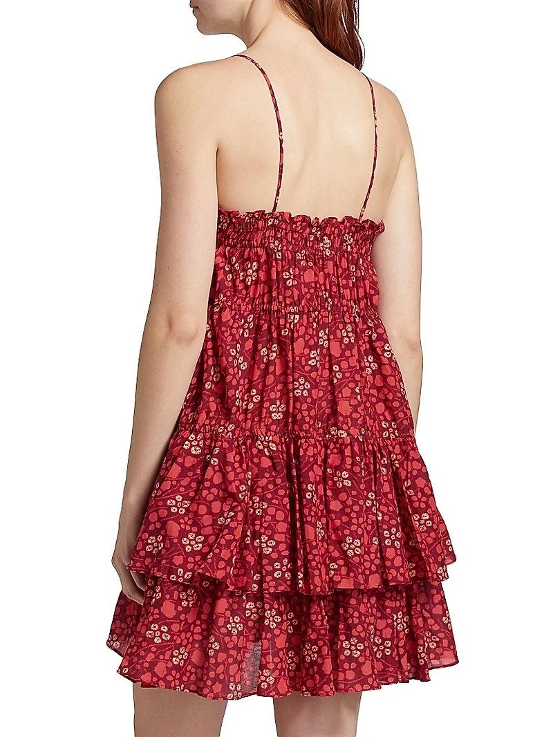 Kalila Abstract Drawstring Empire Waist Cover-Up