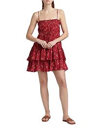 Kalila Abstract Drawstring Empire Waist Cover-Up