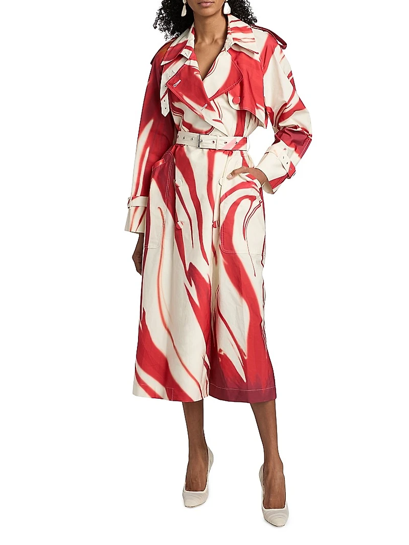 Risto Swirl Print Trench Coat