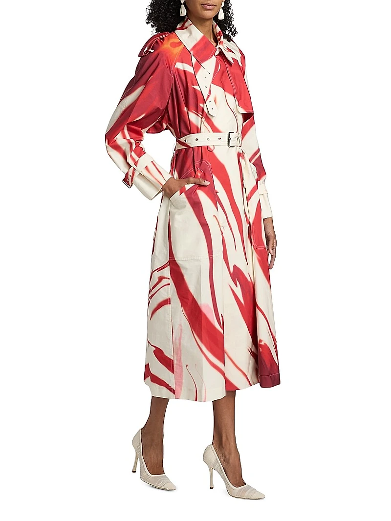Risto Swirl Print Trench Coat