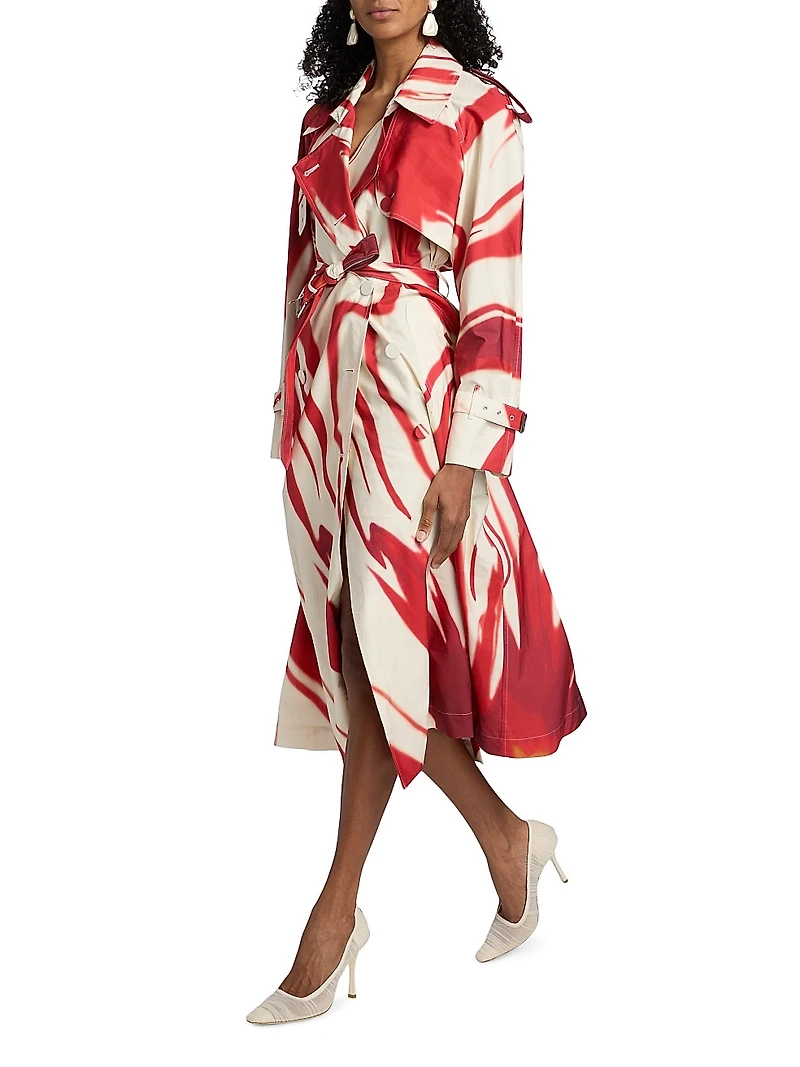 Risto Swirl Print Trench Coat