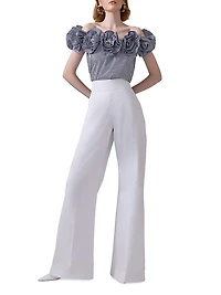 Cabana Floral-Appliquéd Striped Cotton Off-The-Shoulder Top