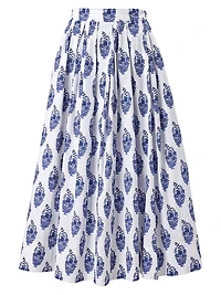 Cabana Paisley Cotton Midi-Skirt