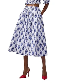 Cabana Paisley Cotton Midi-Skirt