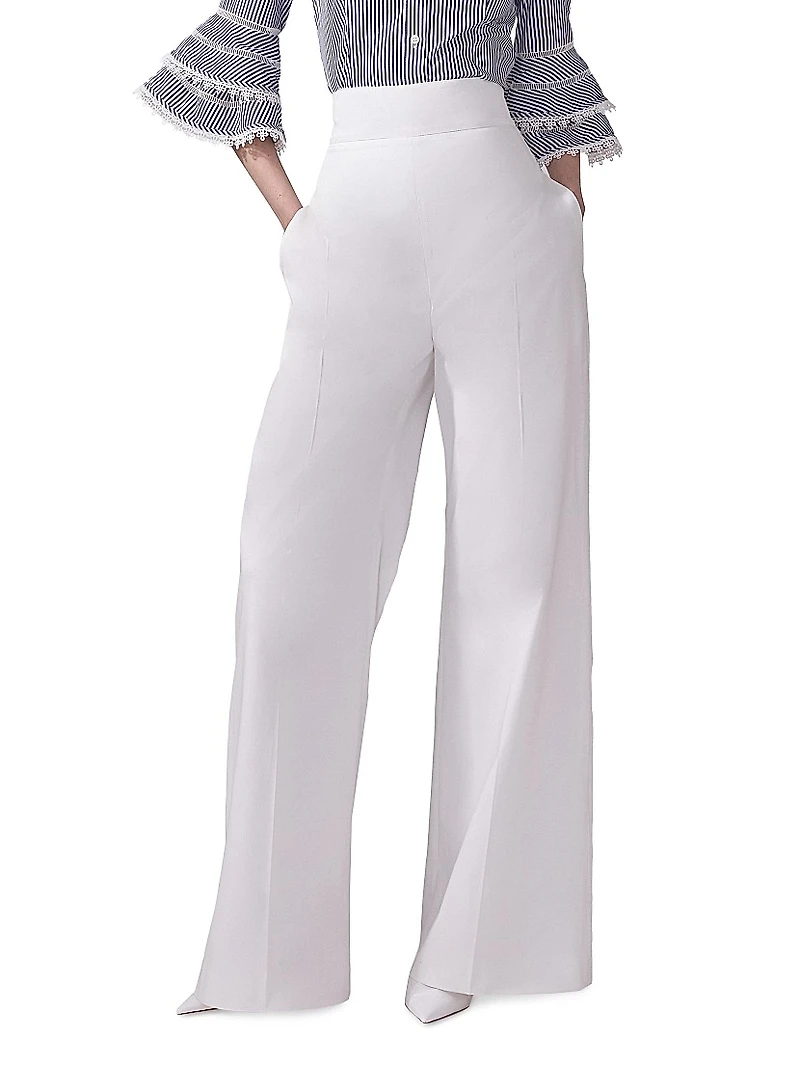 Cabana Stretch Cotton Wide-Leg Pants