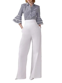 Cabana Stretch Cotton Wide-Leg Pants