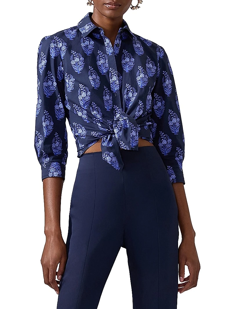 Cabana Icon Stretch Cotton Tie-Waist Blouse