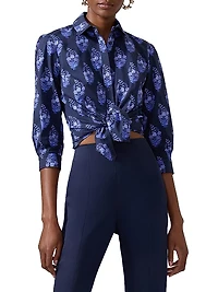 Cabana Icon Stretch Cotton Tie-Waist Blouse