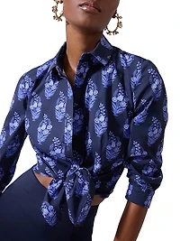Cabana Icon Stretch Cotton Tie-Waist Blouse
