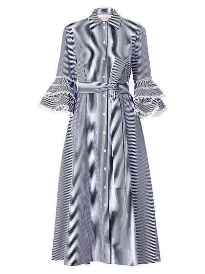 Cabana Tiered Ruffled Tie-Waist Shirtdress