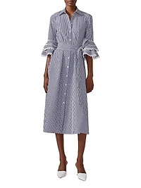 Cabana Tiered Ruffled Tie-Waist Shirtdress